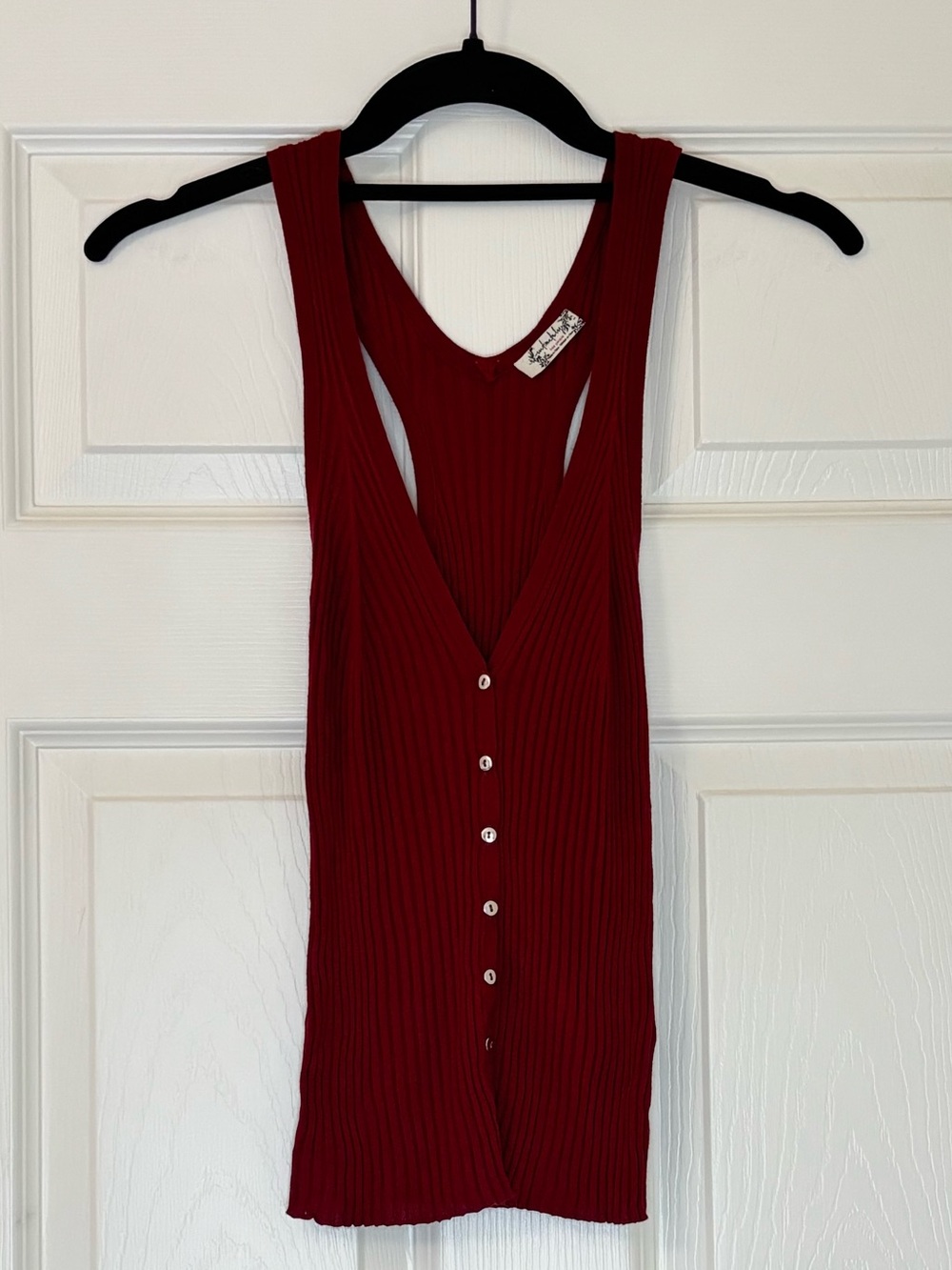 Free People Intimately Button Down Ribbed V Neck Racerback Tank Top